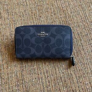 Coach Navy Blue Zip Wallet
